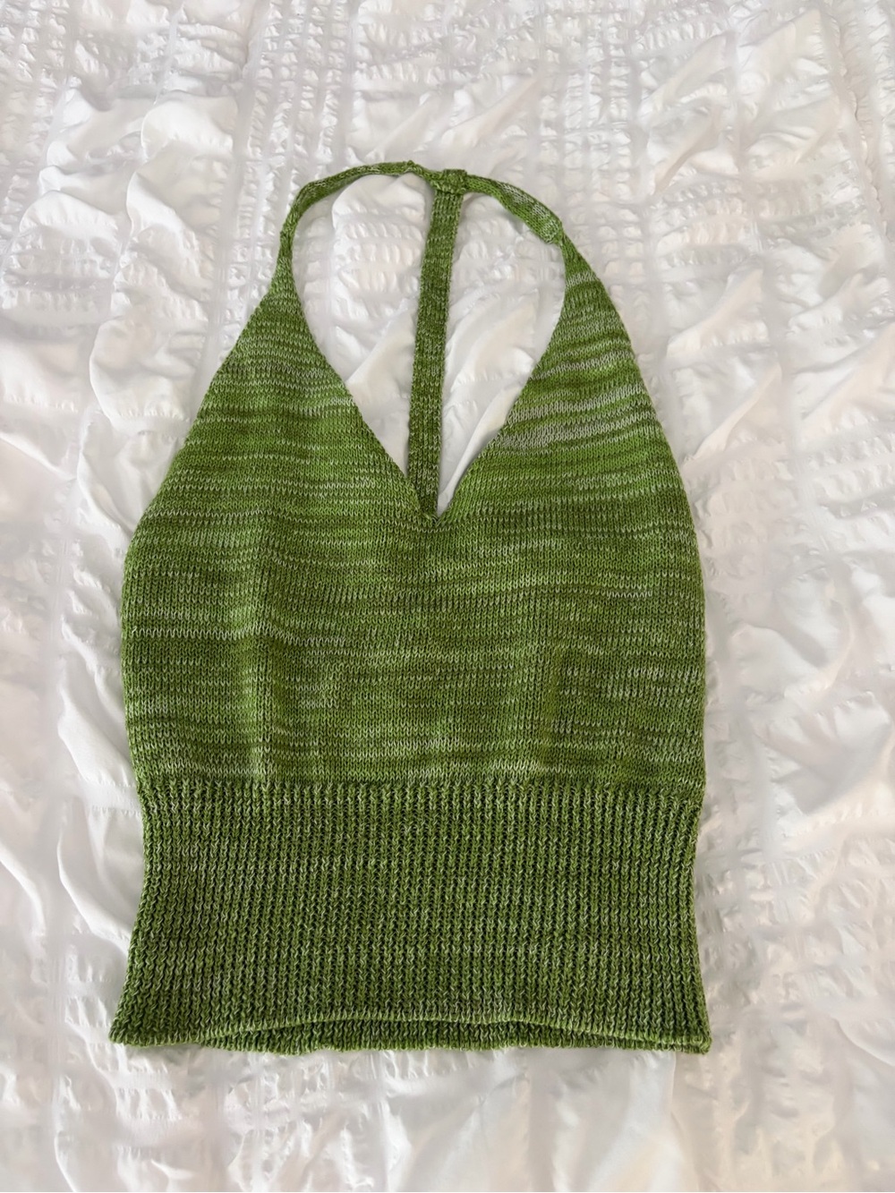 Sans Souci Olive Green Knit Halter Top